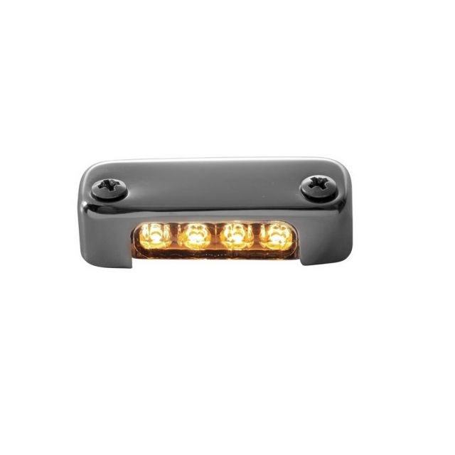 Luz de Cortesia Micro LED c/ Acabamento Retangular em Inox - Ambar/Laranja