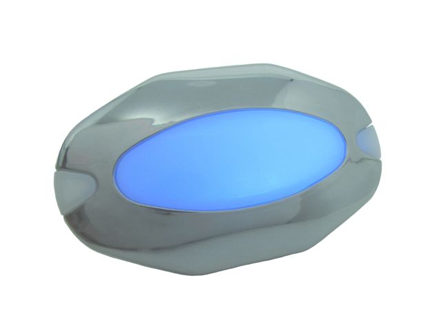 Luz de Cortesia 27 Micro LEDs Azuis  c/ Acabamento em ABS Cromado