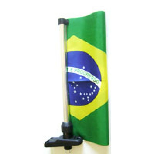 Mastro Porta Bandeira c/ Bandeira do Brasil Dupla Face p/ Embarcaes 20x32cm