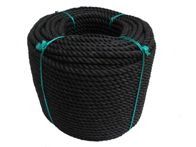 Cabo / Corda Torcido 3 Pernas PP/Polipropileno - 12 mm - Preto