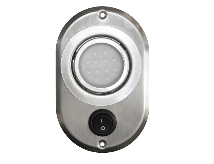 Luz p/ Cabine Interna / Cortesia em Inox c/ Interruptor - 12 LEDS - 12 V
