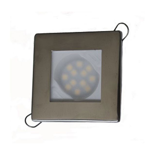 Luz p/ Cabine Interna / Cortesia em ABS Capa Inox Quadrada - 12 LEDS - 12/24 V