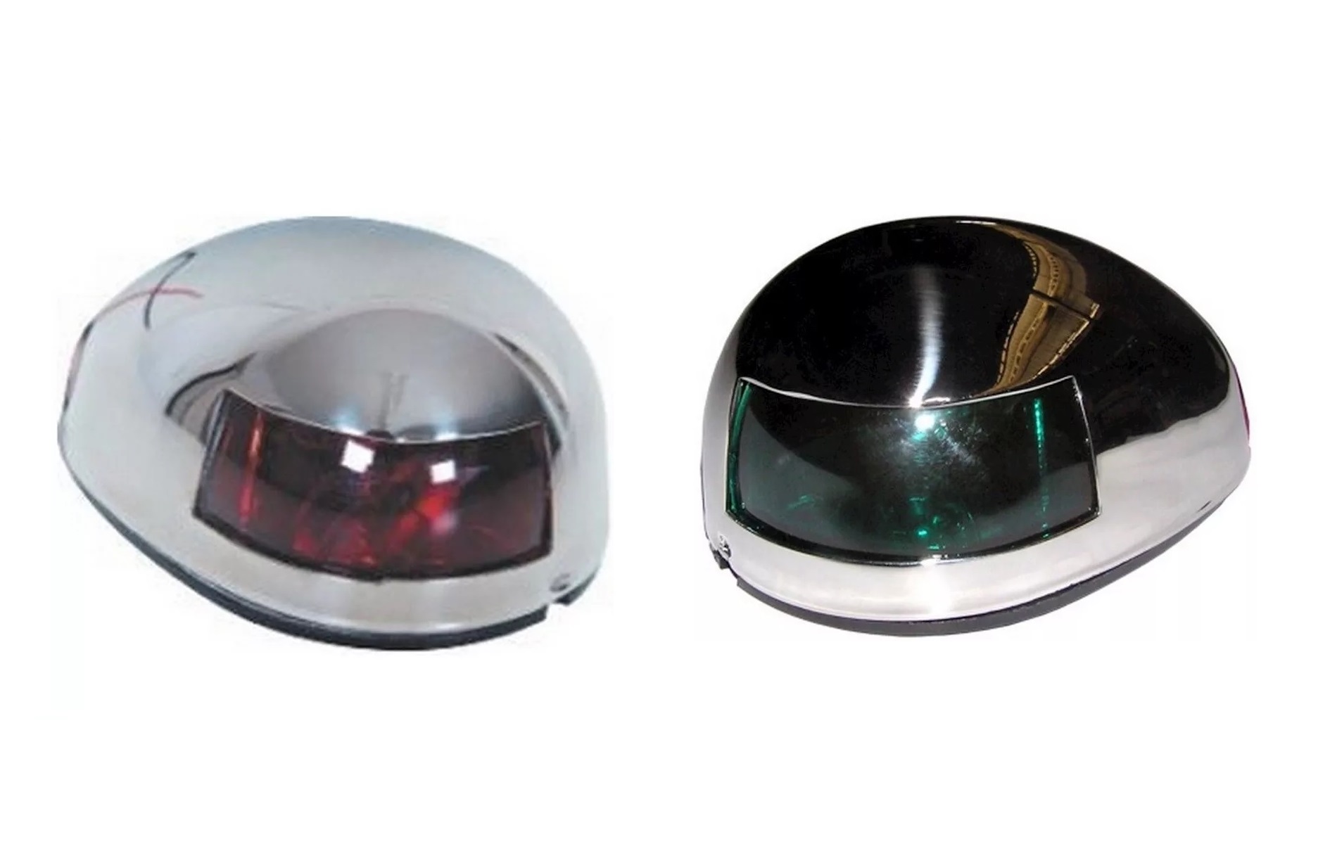 Luz de Proa BB / BE c/ Tampa em INOX, Base em ABS Preto - Horizontal