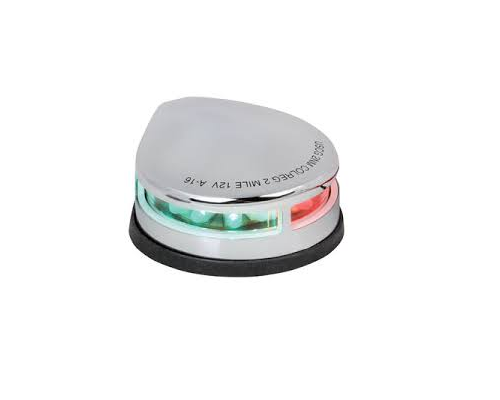 Luz de Proa Bicolor LED em INOX, Base Emborrachada - Horizontal