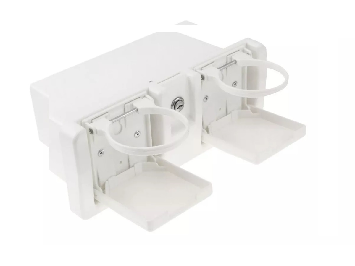 Porta Luvas p/ Embarcações c/ Porta Copos e Chave em PVC - Branco - 30 x 10 x 18,9 cm